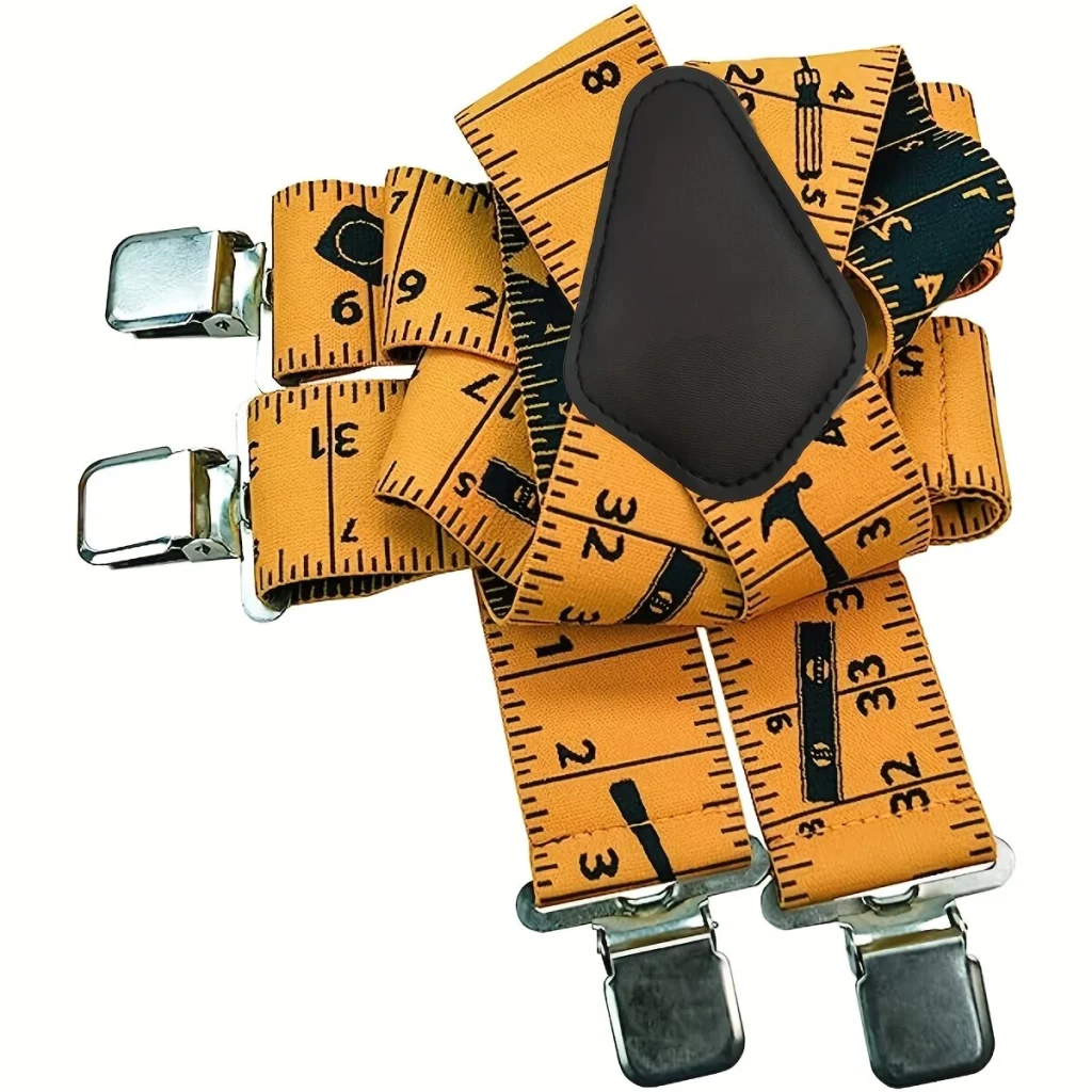 5cm Elastic Ruler Men's Suspender 4 Clips X-shaped Adjustable Casual Trousers Strap for Work Construction Tailoring