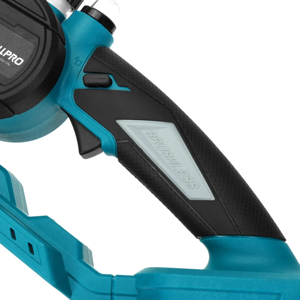 Drillpro 6-Inch High-Efficiency Brushless Chainsaw with Batteries 3000W Power Fast 19.2ft/s Chain Speed Compatible with 18v Battery Ideal for Intense Cutting Tasks