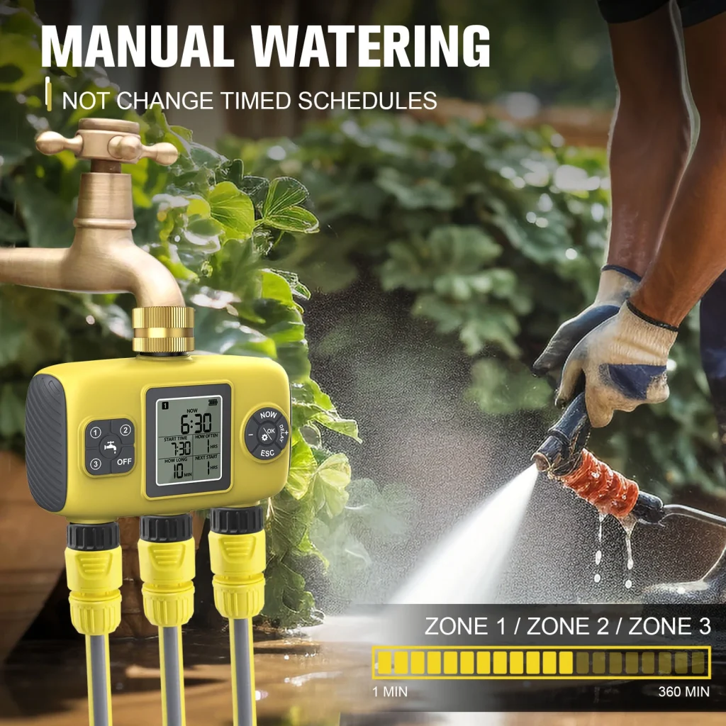 YZD06 Smart Irrigation Controller 3 Programmable Zones Timer Waterproof IP55 Anti-UV Material for Gardens and Nurseries