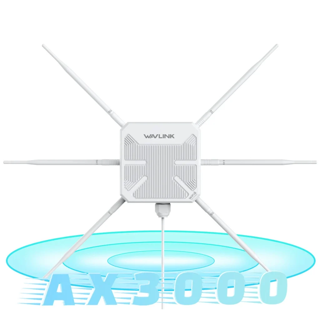 WAVLINK AX3000 WiFi6 Outdoor Router High Power Long Range Access Point Dual Band 2.4G+5G WiFi Mesh Extender Booster with PoE IP67 Weatherproof Wi-Fi Repeater with 6 Antennas