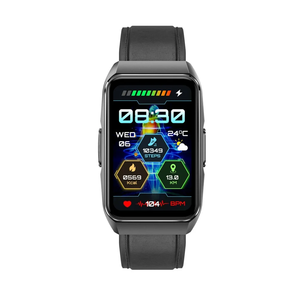 ET650 1.57inch HD Screen ECG HRV Lorenz Analysis Micro-physical Examination Heart Rate Blood Pressure Blood Composition SpO2 Monitor Sleep Monitoring Non-invasive Blood Glucose Measurement SOS Emergency Call Respiratory Training Metto IP68 Smart Watch