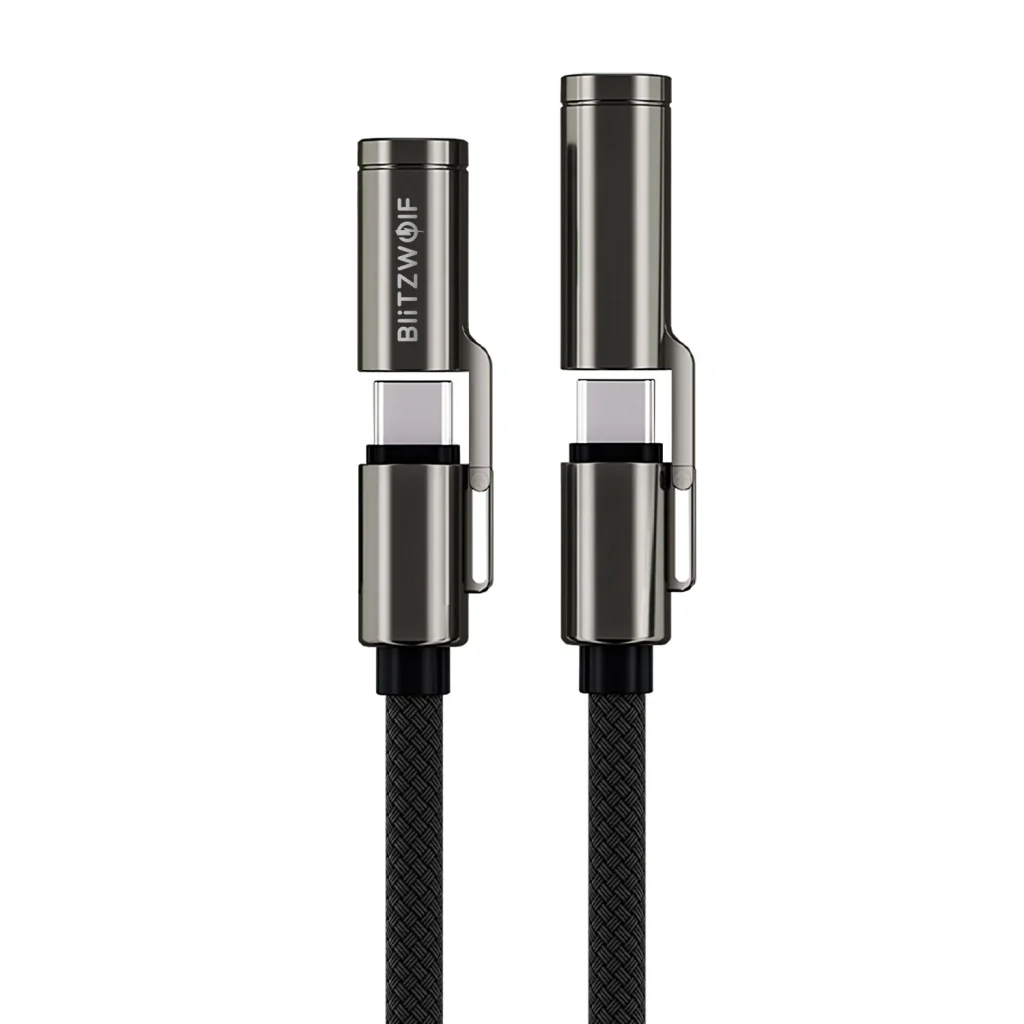 BlitzWolf® BW-HDC9 4-in-1 240W Fast Charging Outdoor Lighting Cigarete Lighter 1.2M 2M Nylon Braid 480Mbps Data Cable