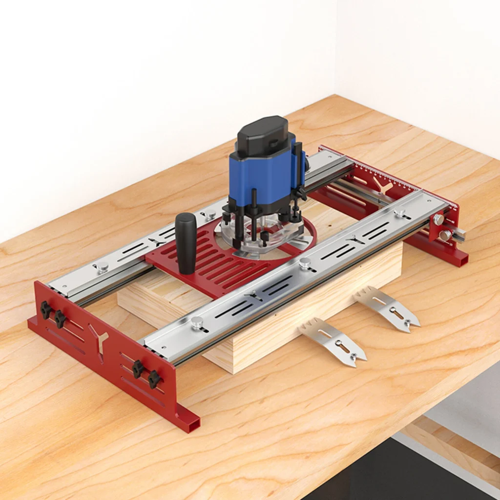 ENJOYWOOD Trimming Router Base Trimming Machine Workbench Base Adjustable Slider Aluminum Alloy 65mm to 132mm Compatibility