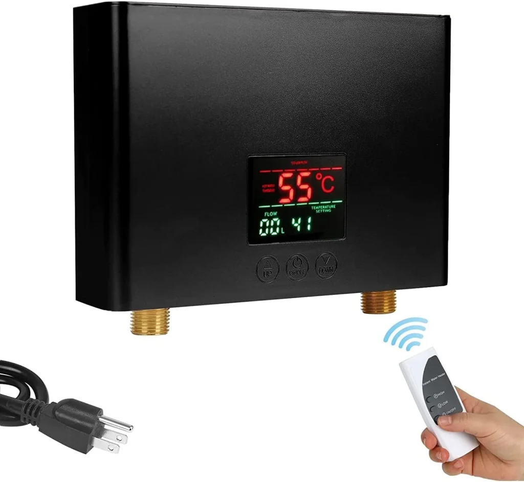 NovuLife Instant with Remote Control Water Heater Wall Mounted Electric Hot Water Heater Thermostat Fast Heating Kitchen Bathroom Shower