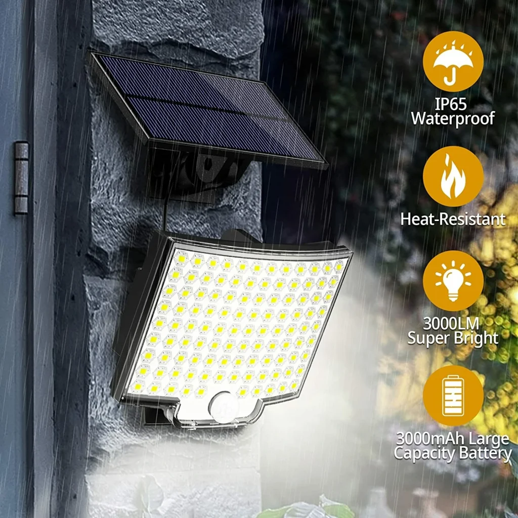 Elfeland Solar Light Outdoor 106 LED Super Bright Motion Sensor Solar Strong Power LED Garden Wall Lamp IP65 Waterproof 4 Working Modes