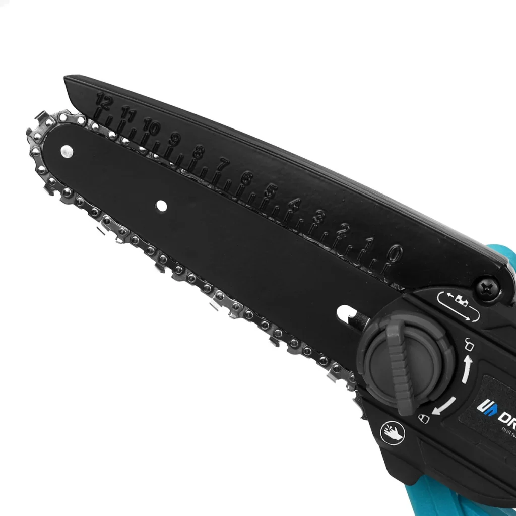 Drillpro 6-Inch High-Efficiency Brushless Chainsaw with Batteries 3000W Power Fast 19.2ft/s Chain Speed Compatible with 18v Battery Ideal for Intense Cutting Tasks