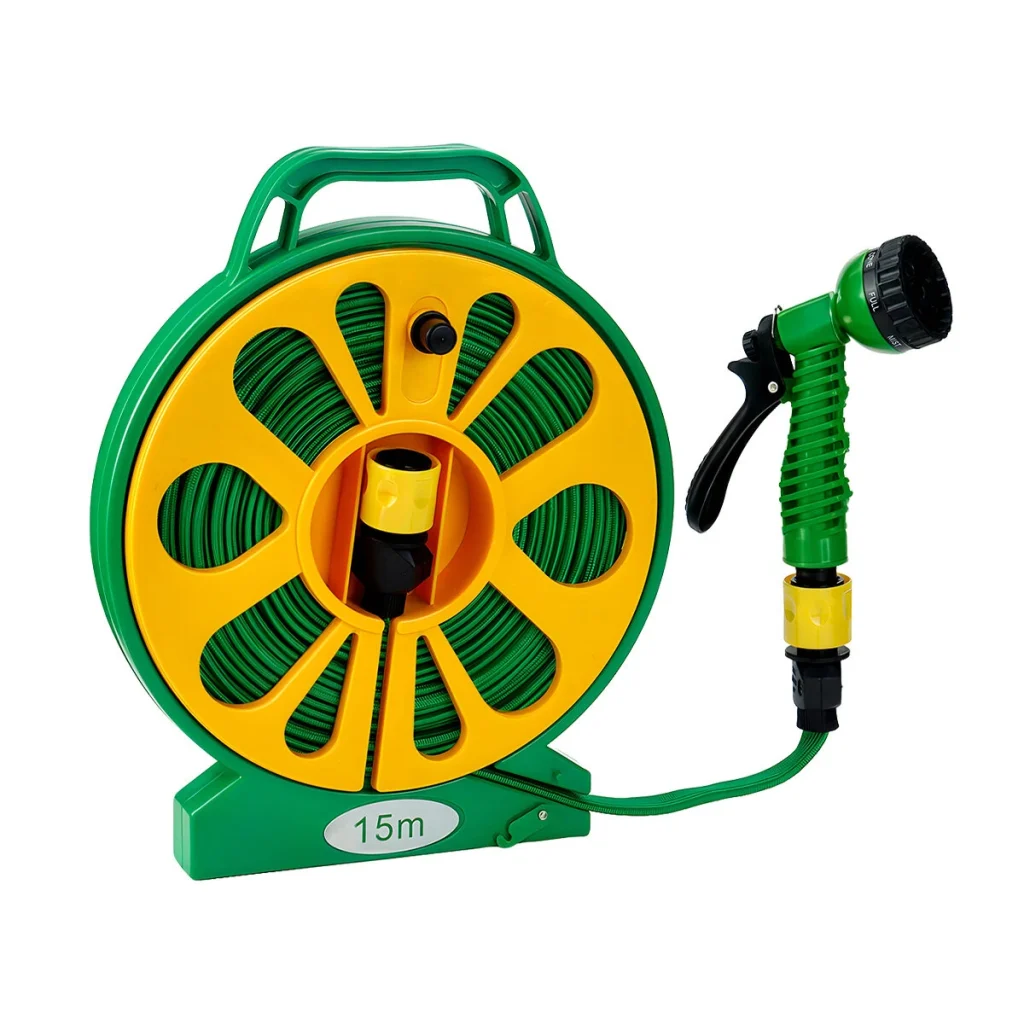 Drillpro Water Pipe 15m PVC Hose with 5 Patterns Spray Nozzle for 1/2 Inch or 3/4 Inch Faucets Gardening Cleaning