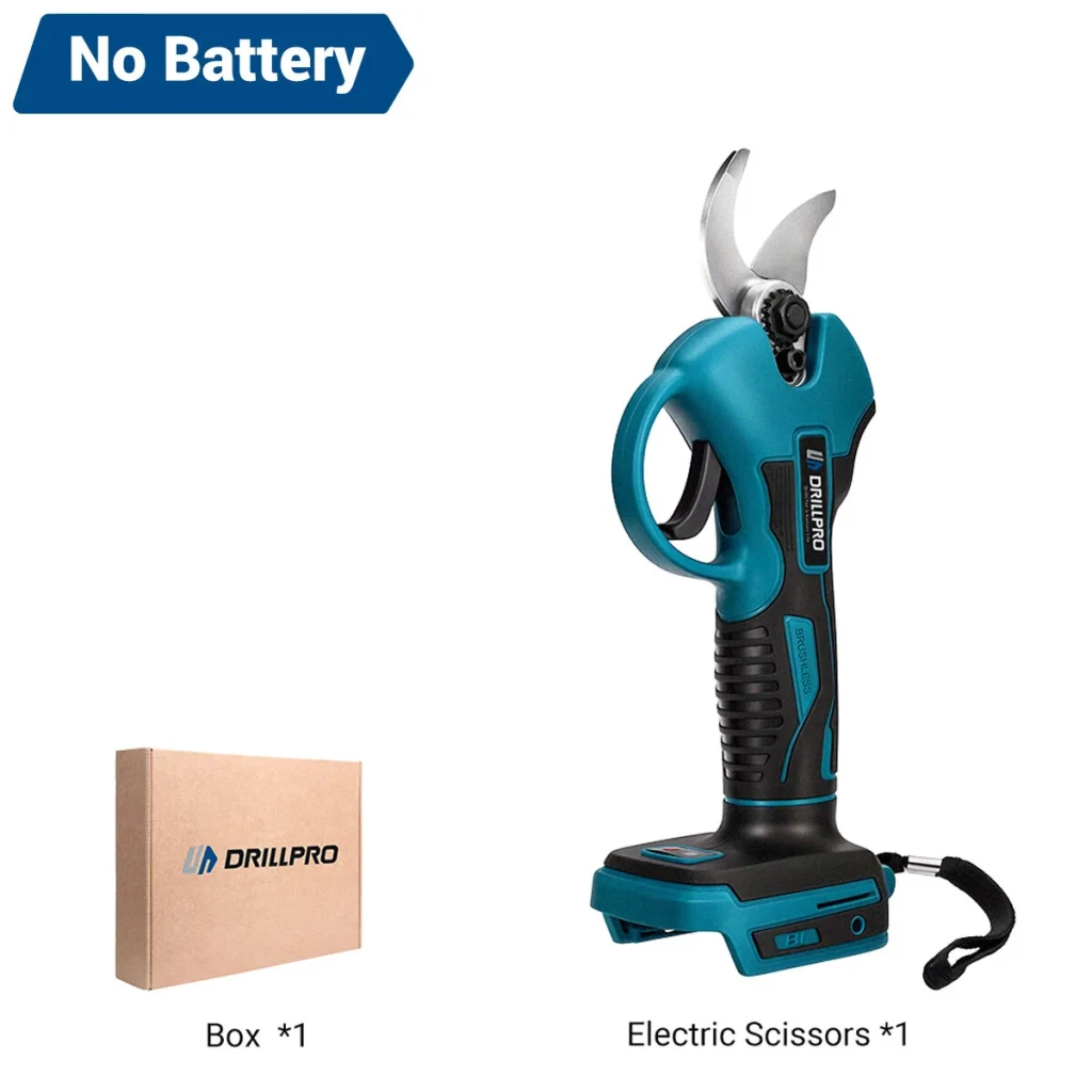 Drillpro Electric Pruner Brushless Motor 18V SK5 High Carbon Steel Blades 50mm Max Cutting Diameter Cordless Pruning Shears Garden Tool