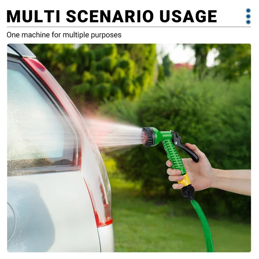 Drillpro Water Pipe 15m PVC Hose with 5 Patterns Spray Nozzle for 1/2 Inch or 3/4 Inch Faucets Gardening Cleaning