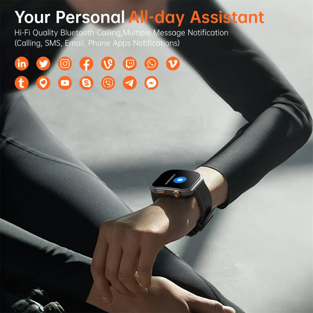 Weofly Edge 2 1.85inch AMOLED Curved Dislay 60Hz Refresh Rate Smooth 3ATM Waterproof Voice Assistant bluetooth Call Heart Rate Blood Oxygen Monitor Sleep Monitoring Breathing Exercise Stress Tracker Female Health Multi-sport Modes Smart Watch