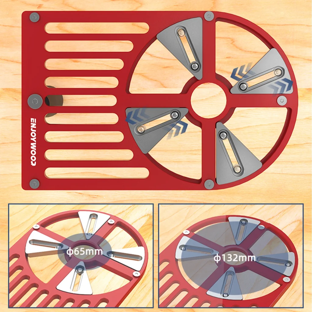 ENJOYWOOD Trimming Router Base Trimming Machine Workbench Base Adjustable Slider Aluminum Alloy 65mm to 132mm Compatibility