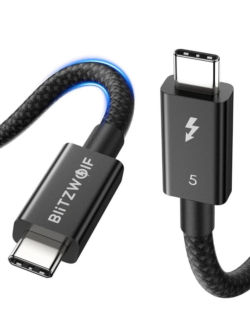 BlitzWolf® BW-HDC8 Thunderbolt5 Cable 240W Fast Charging up to 120Gbps Bandwidth for 16K Dual 8K/6K Compatible for Thunderbolt 5/4/3, USB4, NVME SSD, MacBook M4 Pro, Dock, eGPU