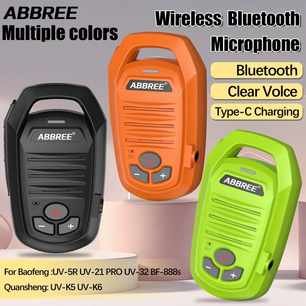 ABBREE AR-639 Wireless Handheld bluetooth Microphone Speaker Type-C for Baofeng UV-5R UV-21 PRO Quansheng UV-K5 K6 TK11 Walkie Talkie