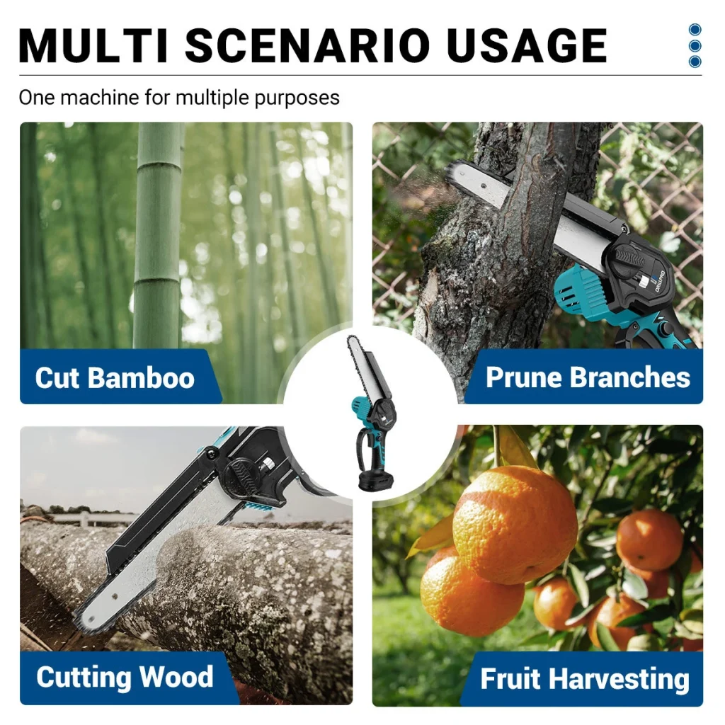 Drillpro 8-Inch Brushless Electric Chainsaw Cordless Rechargeable Fast-Cutting Woodworking Garden Pruning Tool Suitable for Makita 18V Battery