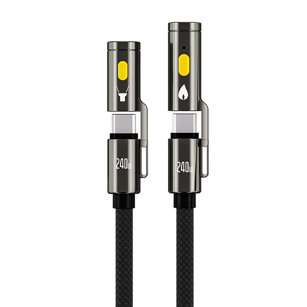 BlitzWolf® BW-HDC9 4-in-1 240W Fast Charging Outdoor Lighting Cigarete Lighter 1.2M 2M Nylon Braid 480Mbps Data Cable