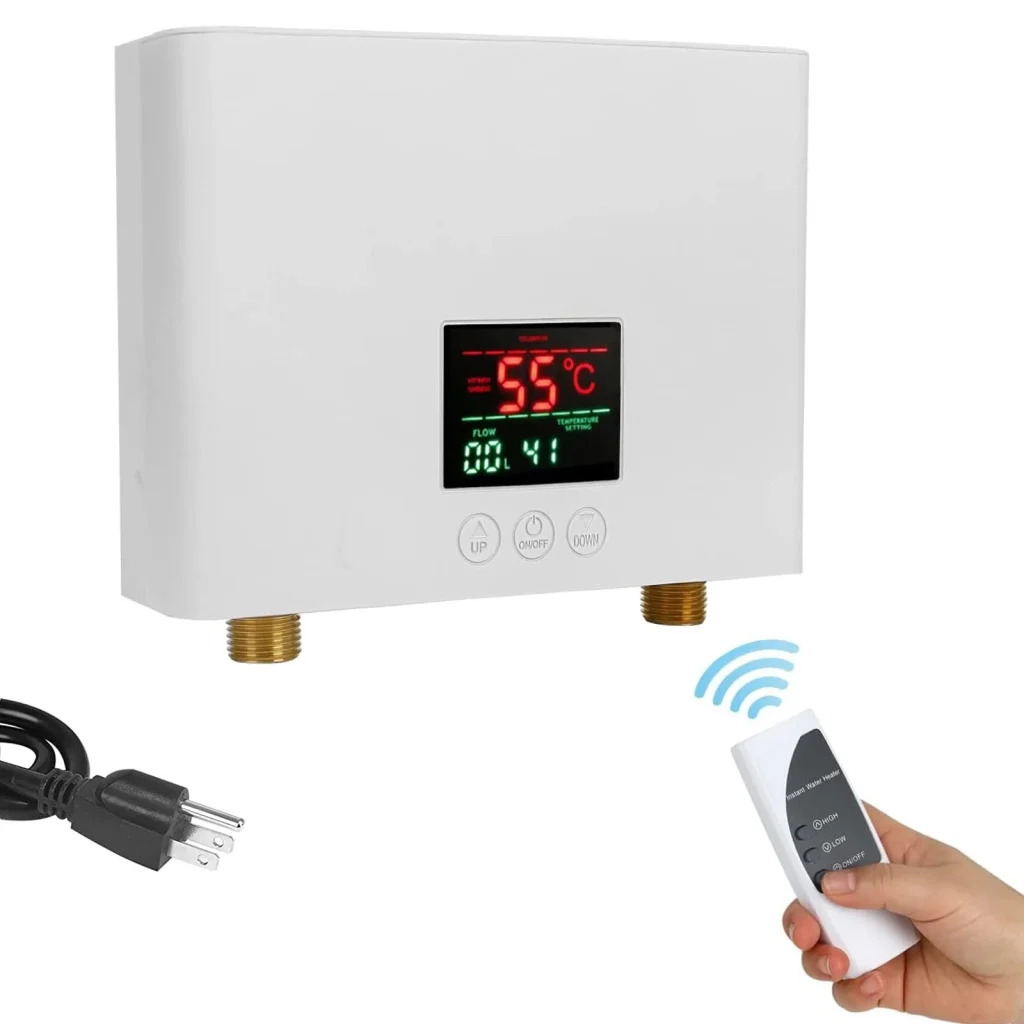 NovuLife Instant with Remote Control Water Heater Wall Mounted Electric Hot Water Heater Thermostat Fast Heating Kitchen Bathroom Shower