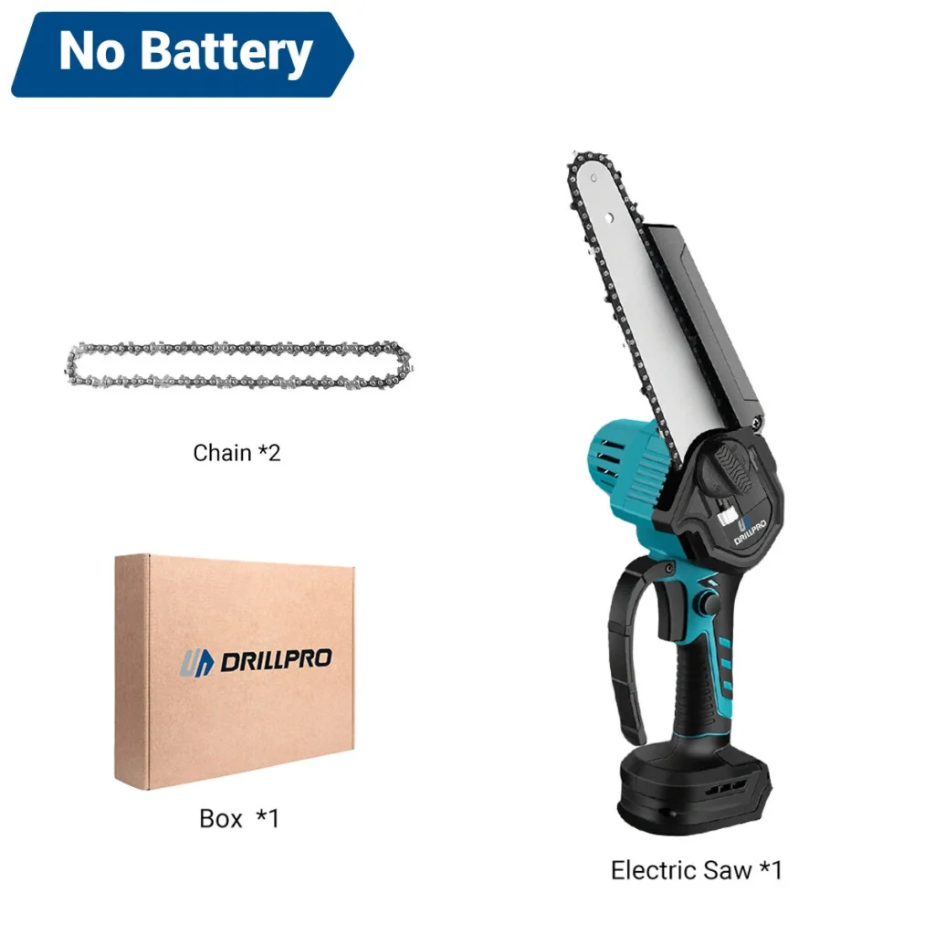 Drillpro 8-Inch Brushless Electric Chainsaw Cordless Rechargeable Fast-Cutting Woodworking Garden Pruning Tool Suitable for Makita 18V Battery