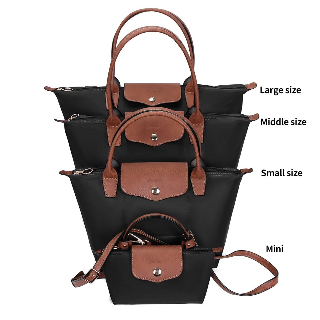 Stylish handbag with multiple pockets – Large capacity shoulder bag cum tote for work, school and travel – Durable nylon with zi