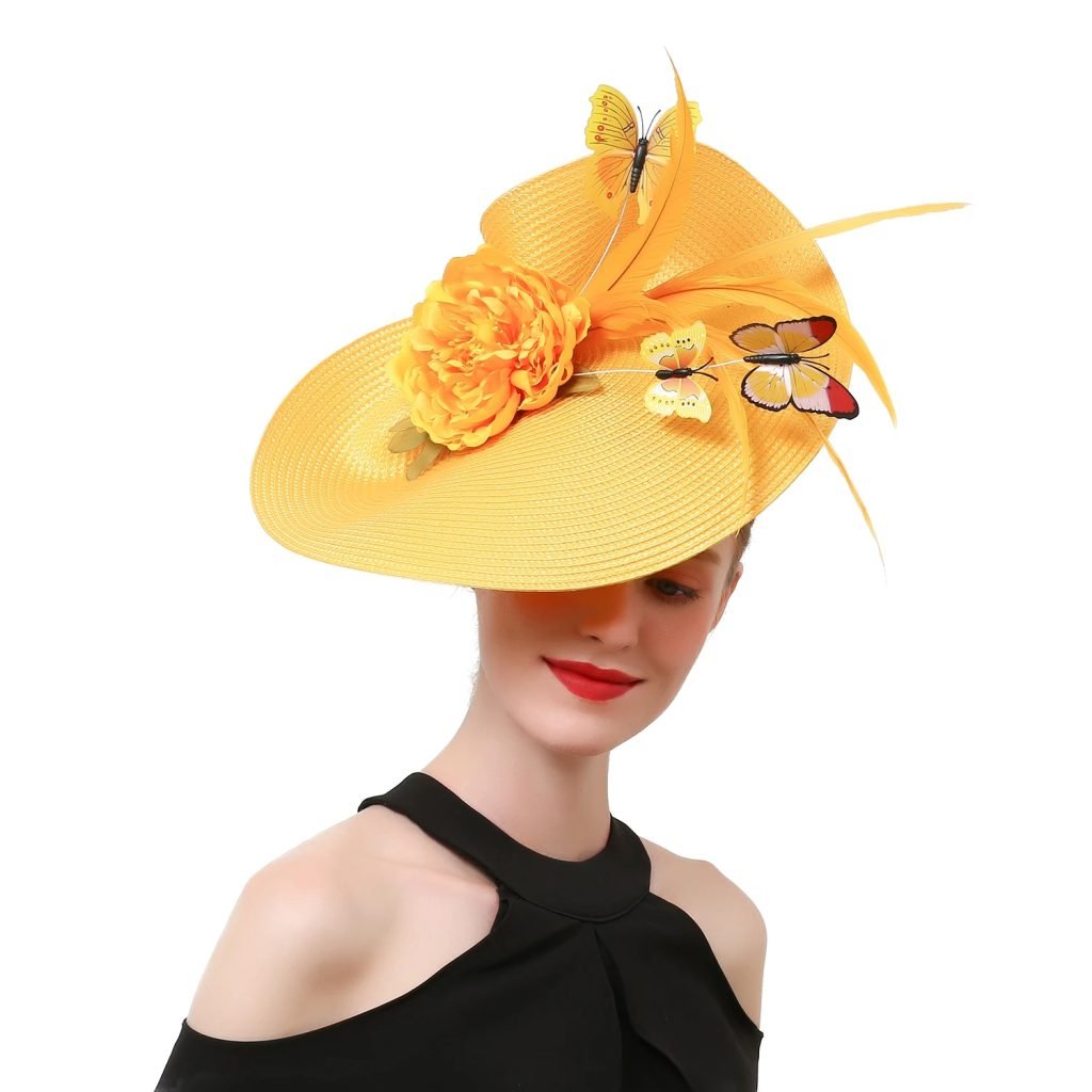 Fancy Butterfly Feather Fascinator Hat Fancy Multicolour Kentucky Derby Hat Tea Party Flower Headdress Female Top Hat Church Hat