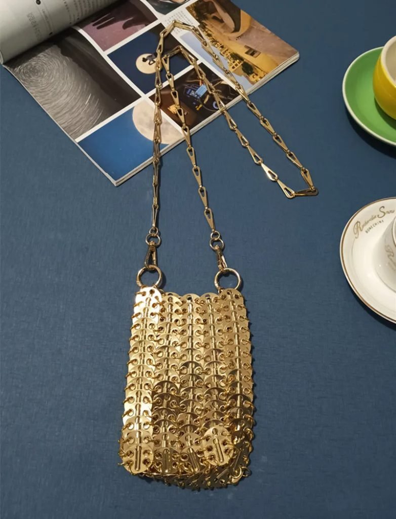 Luxury Designer Women's Bag Trend Hand Woven Hollow Metal Chain Tote Bag Clutch Female Bag Travel Holiday Shoulder Bag Handbag