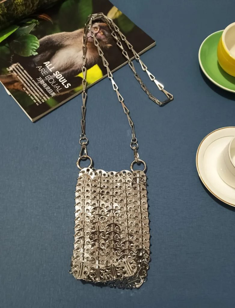 Luxury Designer Women's Bag Trend Hand Woven Hollow Metal Chain Tote Bag Clutch Female Bag Travel Holiday Shoulder Bag Handbag