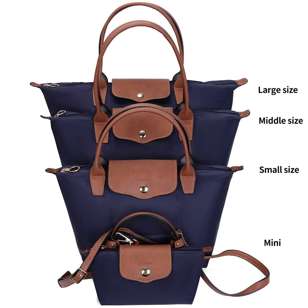 Stylish handbag with multiple pockets – Large capacity shoulder bag cum tote for work, school and travel – Durable nylon with zi