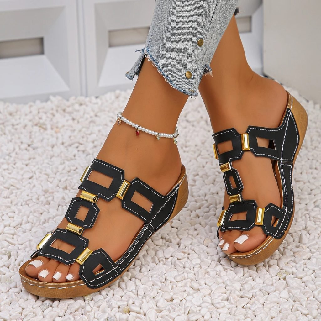 Large Size Roman Style Women's Sandals Open Toe Beach Slippers Summer Wedges Comfortable Outdoor Slip-On Shoes for Women