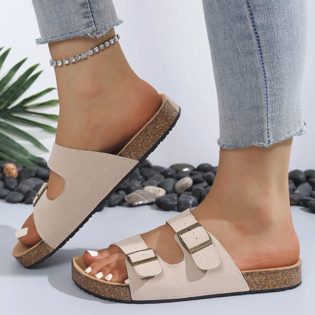 2025Classic Cork Sandals For Women Men Fashion Soft Thick Sole Cork Slippers Summer Beach Sandals Home Open Toe Flat Sandals