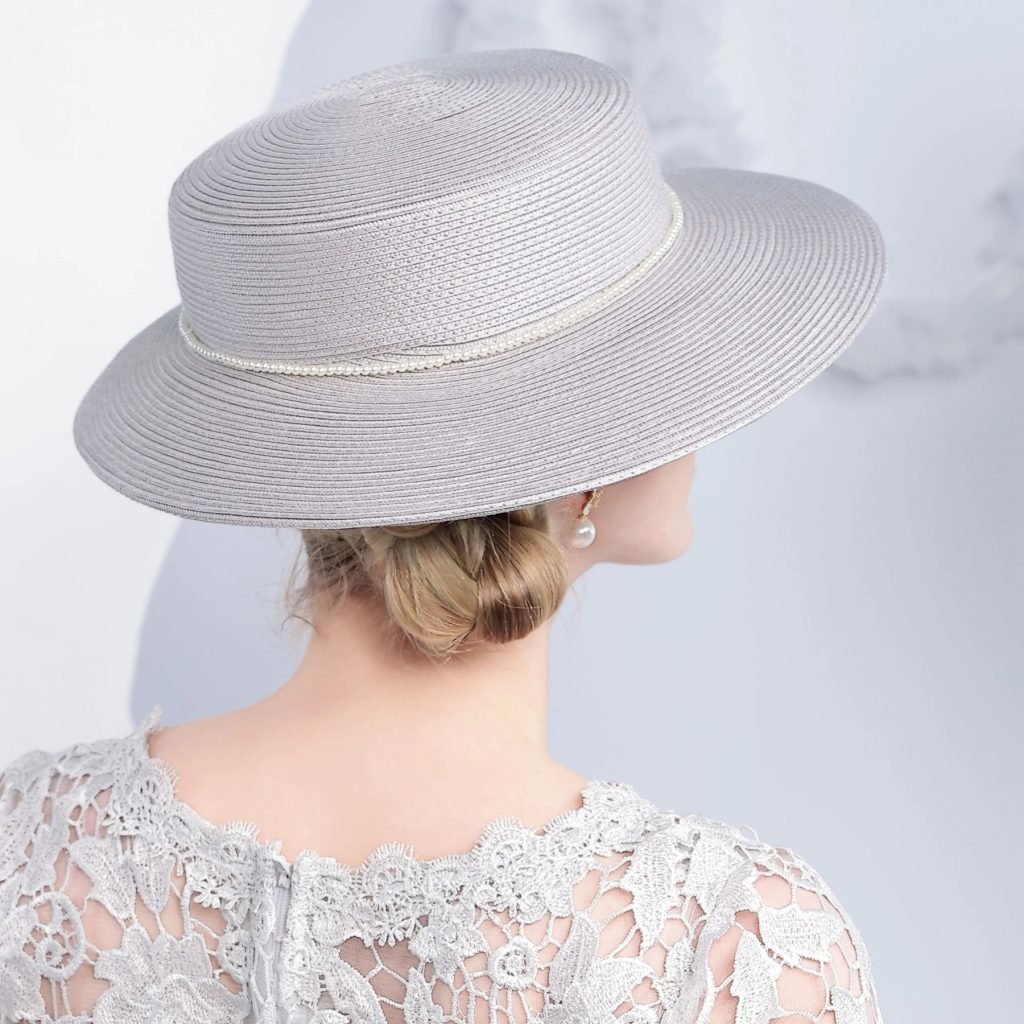 FS Gray Champagne Summer Straw Hat For Women Flat Top Kentucky Derby Hats Luxury Lady Wide Brim Wedding Cap Sombrero Mujer 2025