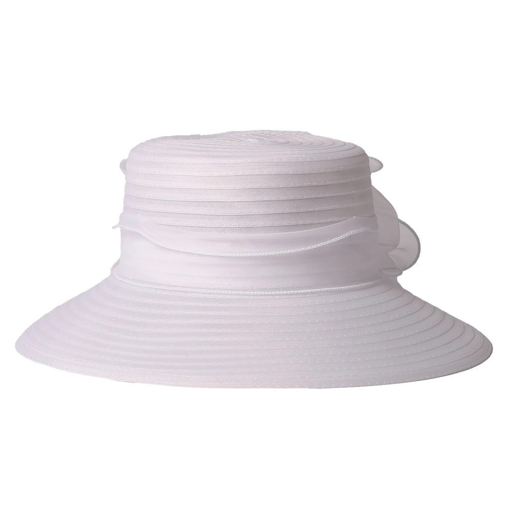 FS Red White Wide Brim Church Hats Summer Fascinators Hat For Women Elegant Sunshade Wedding Bride Cap With Flower Sombrero 2025