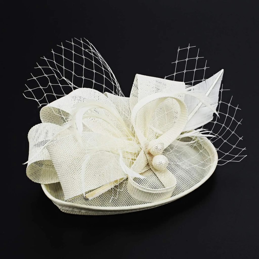 2025 New Teardrop Sinamay Loop Veil and Feather Fascinator Formal Hat Kentucky Derby,Ascot, Melbourne Cup,Church Headpiece