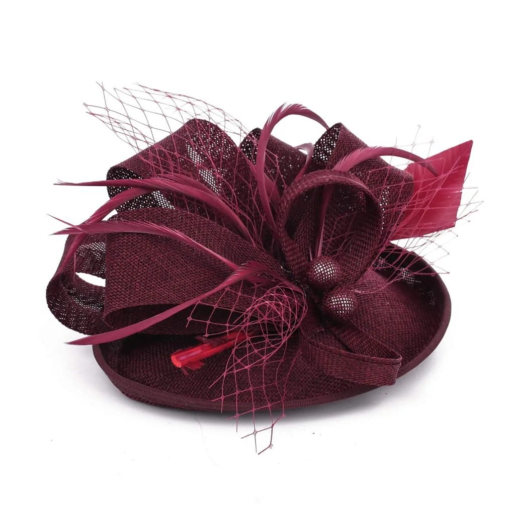 2025 New Teardrop Sinamay Loop Veil and Feather Fascinator Formal Hat Kentucky Derby,Ascot, Melbourne Cup,Church Headpiece