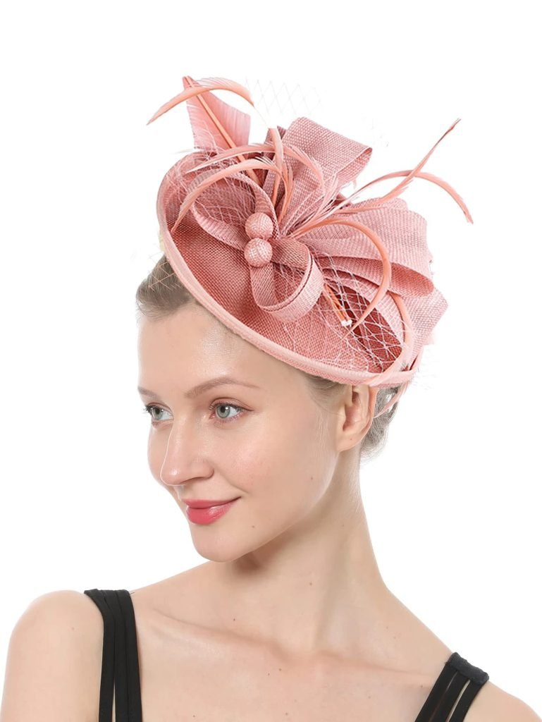 2025 New Teardrop Sinamay Loop Veil and Feather Fascinator Formal Hat Kentucky Derby,Ascot, Melbourne Cup,Church Headpiece