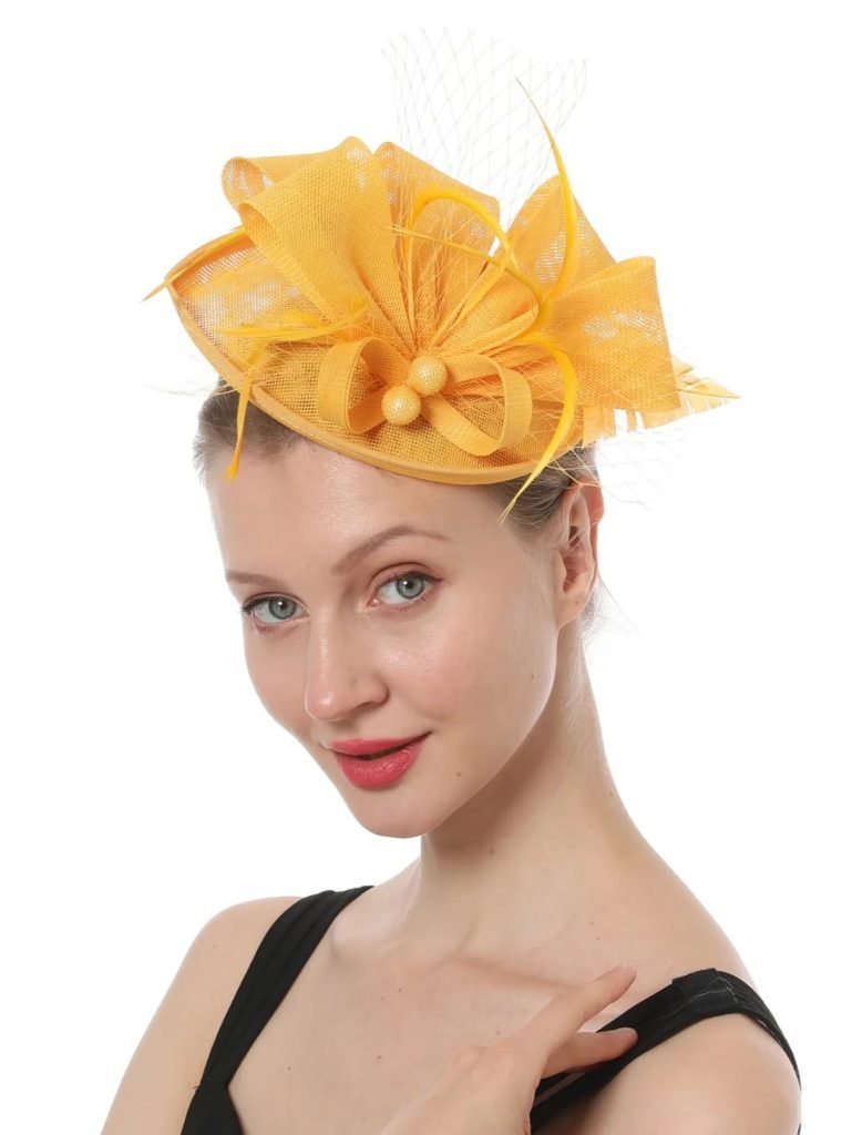 2025 New Teardrop Sinamay Loop Veil and Feather Fascinator Formal Hat Kentucky Derby,Ascot, Melbourne Cup,Church Headpiece