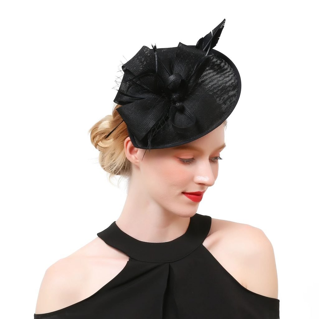 2025 New Teardrop Sinamay Loop Veil and Feather Fascinator Formal Hat Kentucky Derby,Ascot, Melbourne Cup,Church Headpiece