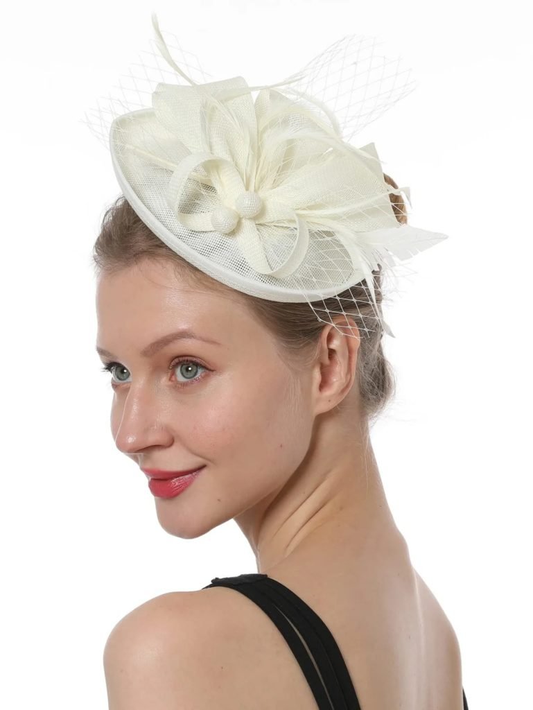 2025 New Teardrop Sinamay Loop Veil and Feather Fascinator Formal Hat Kentucky Derby,Ascot, Melbourne Cup,Church Headpiece