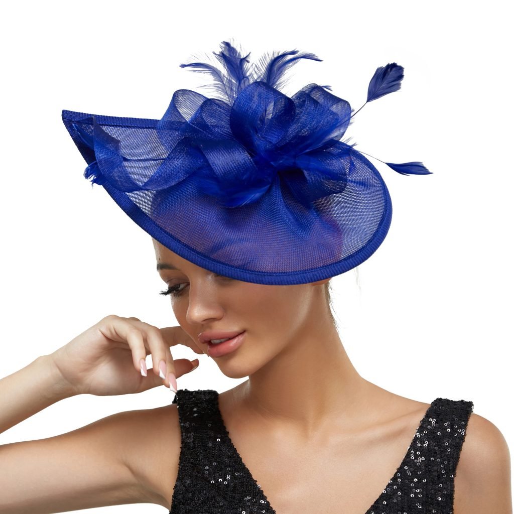 New Charming Fascinators Feather Wedding Drop Mesh Hat Flower Bride Cocktail Tea Party Headwear Women Hat Headban Hair Accessory