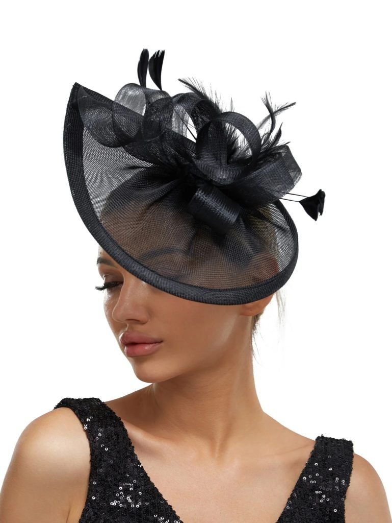New Charming Fascinators Feather Wedding Drop Mesh Hat Flower Bride Cocktail Tea Party Headwear Women Hat Headban Hair Accessory