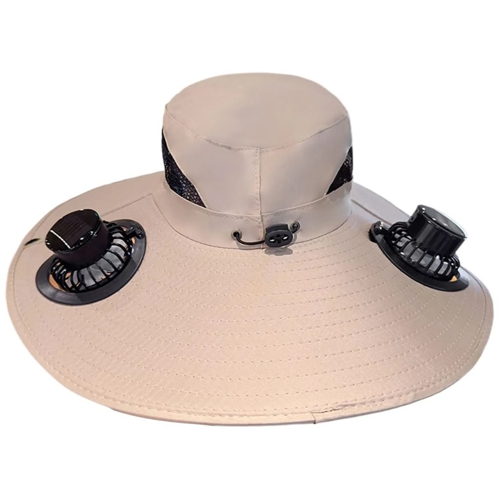 Multi-Function Solar Fan Sun Hat – Waterproof Fishing Hat with Built-In USB Charging & Wide Brim for UV/Heat Protection