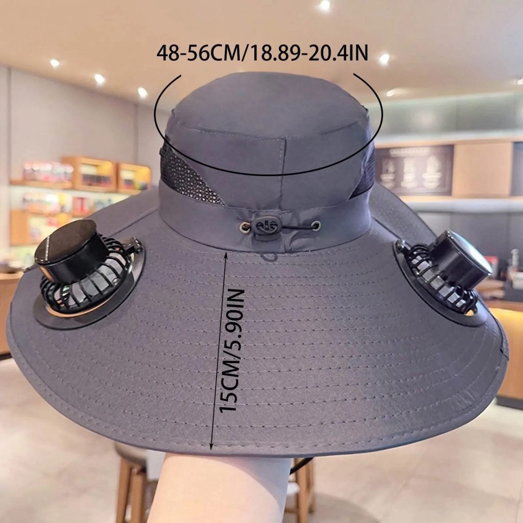 Multi-Function Solar Fan Sun Hat – Waterproof Fishing Hat with Built-In USB Charging & Wide Brim for UV/Heat Protection