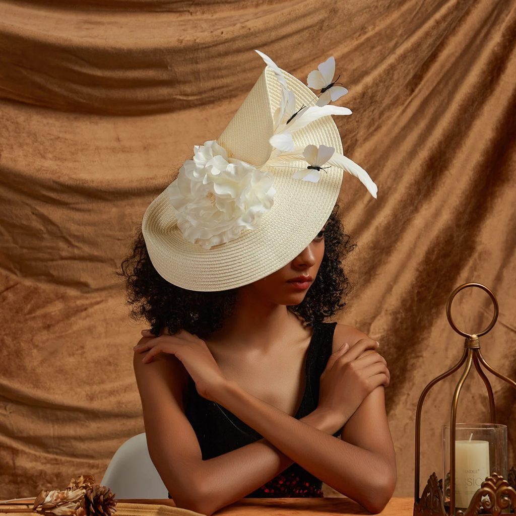 Fancy Butterfly Feather Fascinator Hat Fancy Multicolour Kentucky Derby Hat Tea Party Flower Headdress Female Top Hat Church Hat