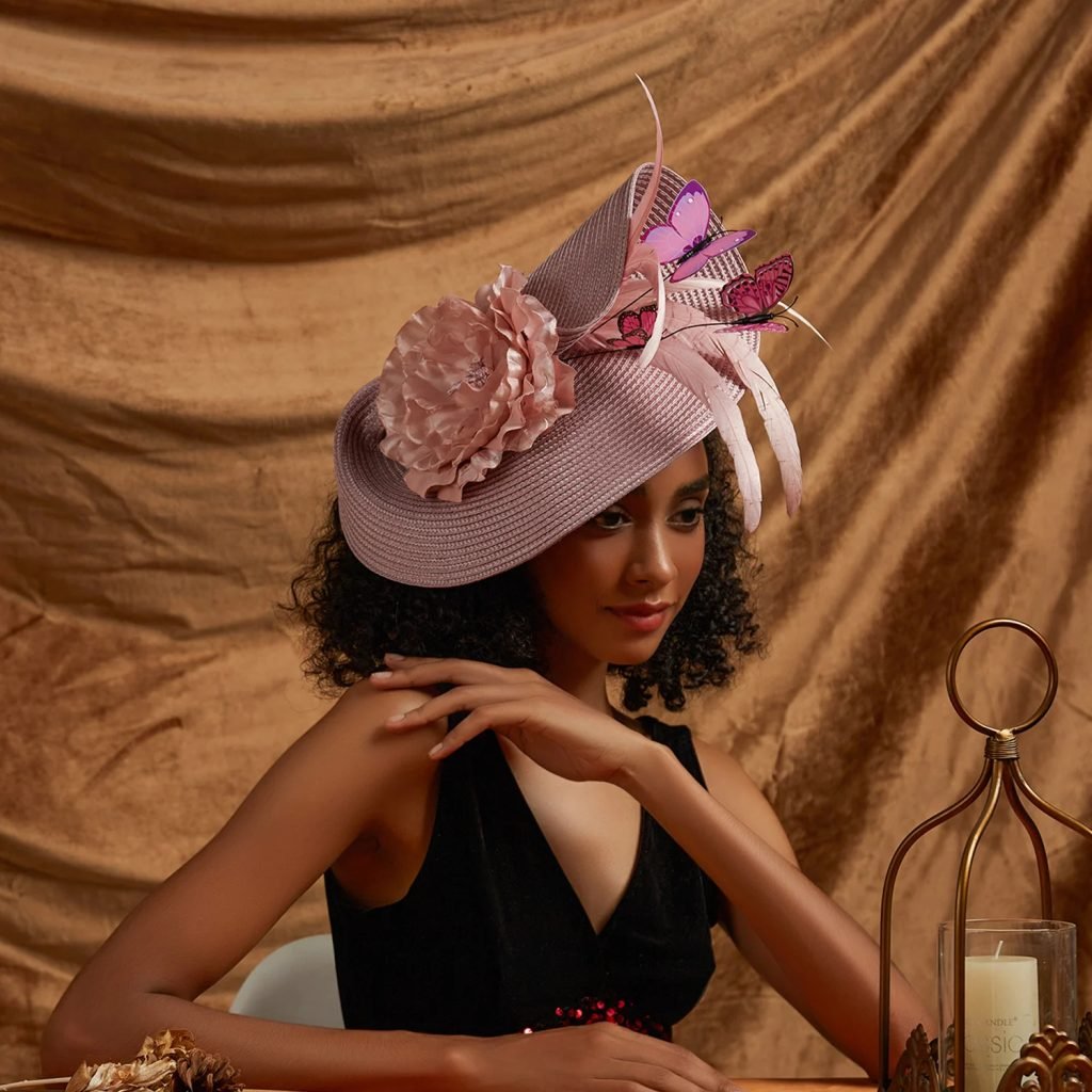 Fancy Butterfly Feather Fascinator Hat Fancy Multicolour Kentucky Derby Hat Tea Party Flower Headdress Female Top Hat Church Hat