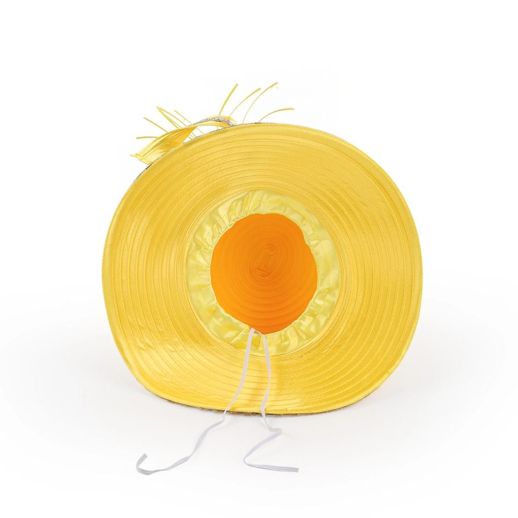 Yellow Fashion Satin Cloth Church Hat Deluxe Luxury Elegant Photography Hat Beauty Fancy Formal Flower Fascinator Hat Female