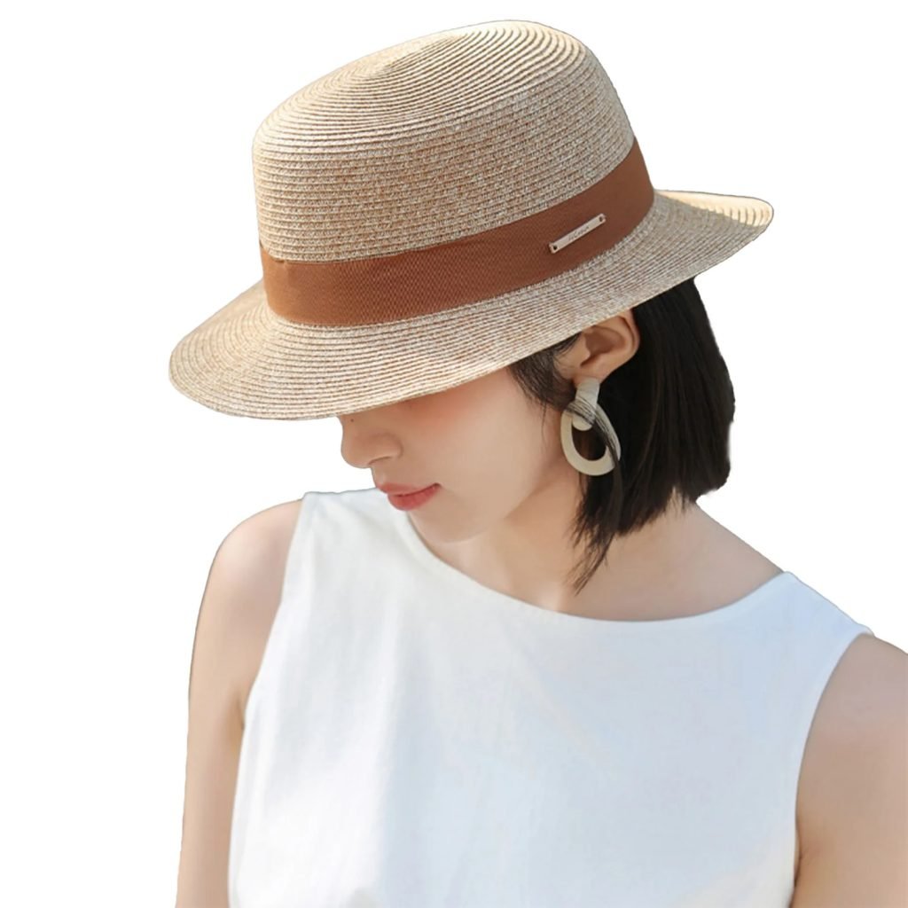 Women Wide Brim Straw Hat Multicolor Ribbon Design Sunshade Straw Hats for Vacation Beach Travel Outdoor