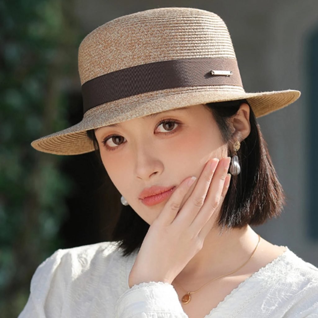 Women Wide Brim Straw Hat Multicolor Ribbon Design Sunshade Straw Hats for Vacation Beach Travel Outdoor