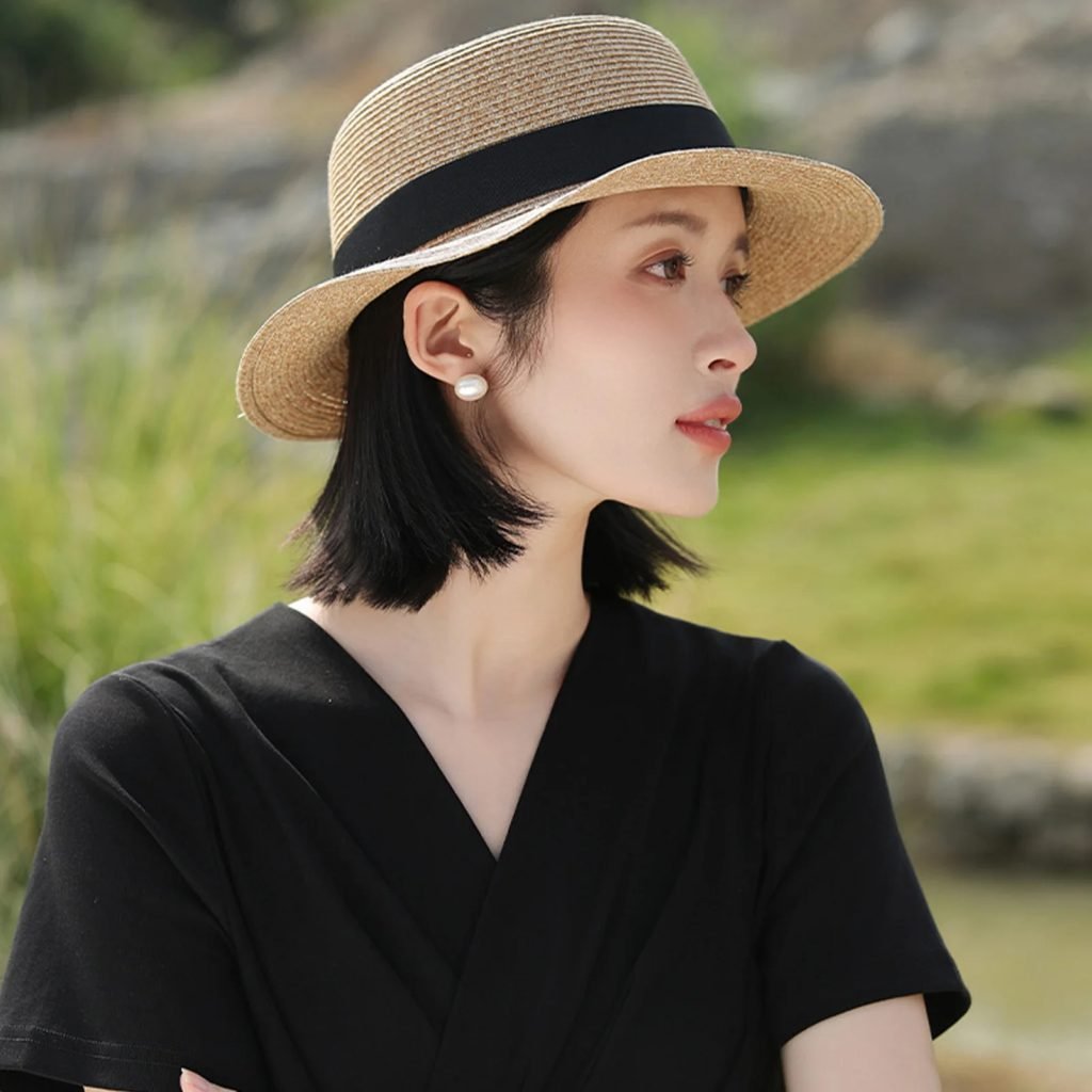 Women Wide Brim Straw Hat Multicolor Ribbon Design Sunshade Straw Hats for Vacation Beach Travel Outdoor
