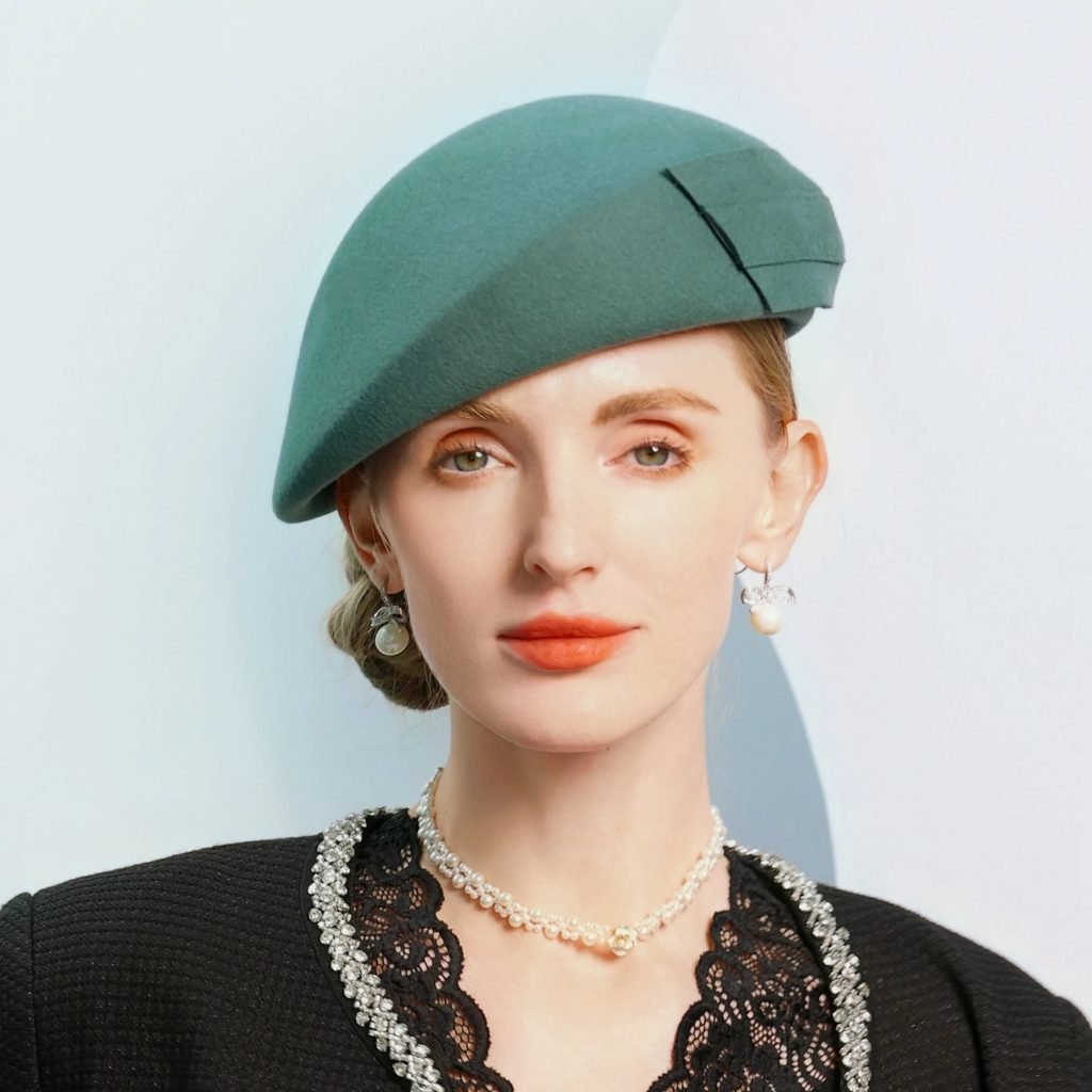 FS Green Camel Women Luxury Fascinator Hat Elegant Lady French Wool Berets Retro Pillbox Hats Felt Fedora Chapeau Femme 2025