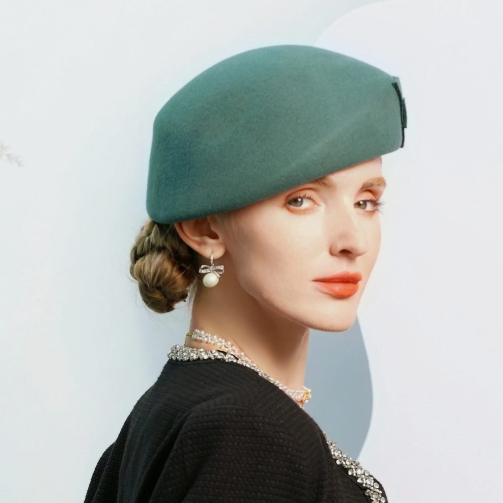 FS Green Camel Women Luxury Fascinator Hat Elegant Lady French Wool Berets Retro Pillbox Hats Felt Fedora Chapeau Femme 2025
