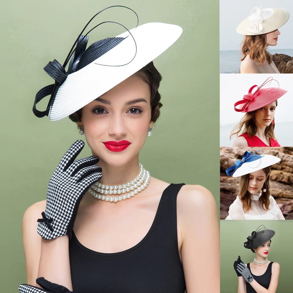 FS 2025 New Champagne Fascinators Hats For Women Royal Weddings Bridal Caps Summer Beach Straw Hats Wide Brim Kentucky Derby Cap