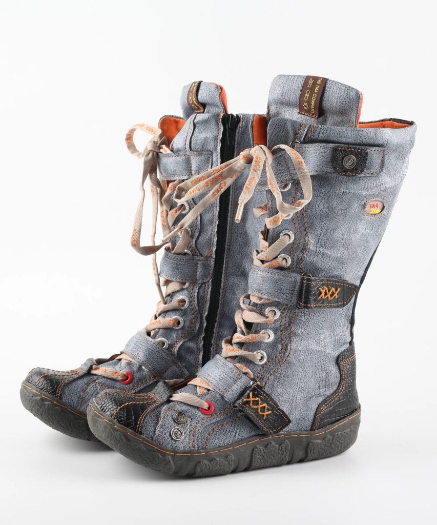 TMA EYES Strape-Accent Washed PU Leather Flat Women's Boot With Plus Size